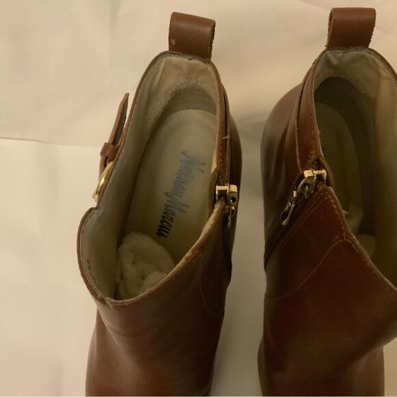 Neiman Marcus SPENCER Brazil BROWN LEATHER Heels BOOTIES Boots BUCKLE eur 38 - Picture 4 of 12